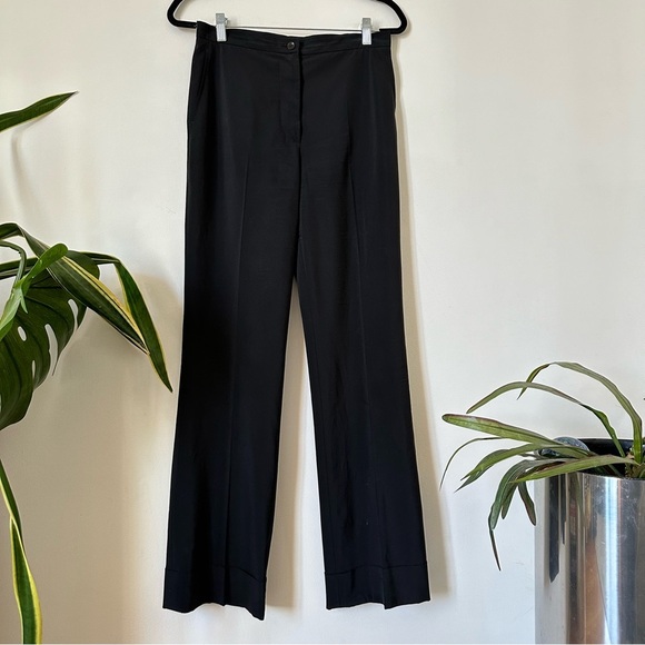 JIL SANDER Black Pleated Straight Leg Pants Size 36 - Picture 1 of 9